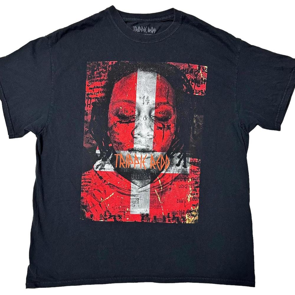 Trippie Redd Portrait Eyes Closed Graphic T-Shirt Black Men’s XL